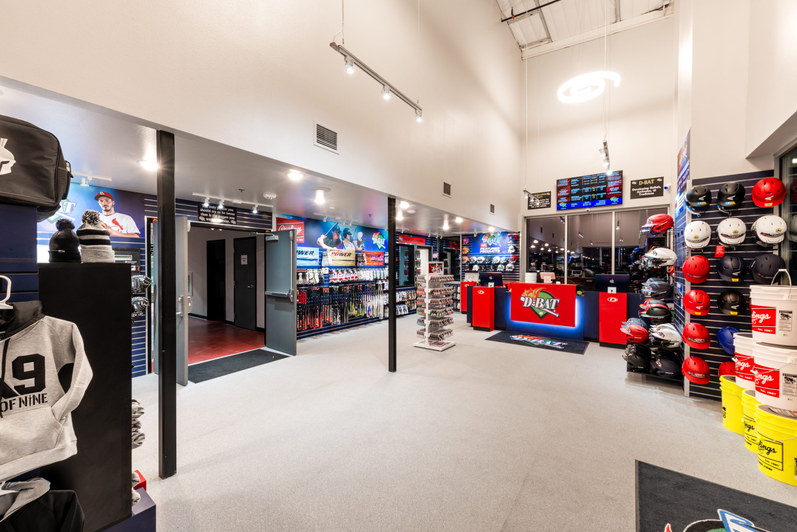 Wide view of D-Bat Baseball Retail Space and cash wrap
