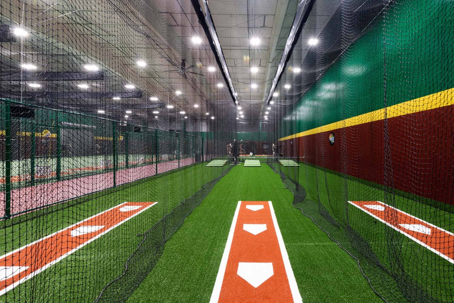 View inside batting cage at DBAT baseball facility